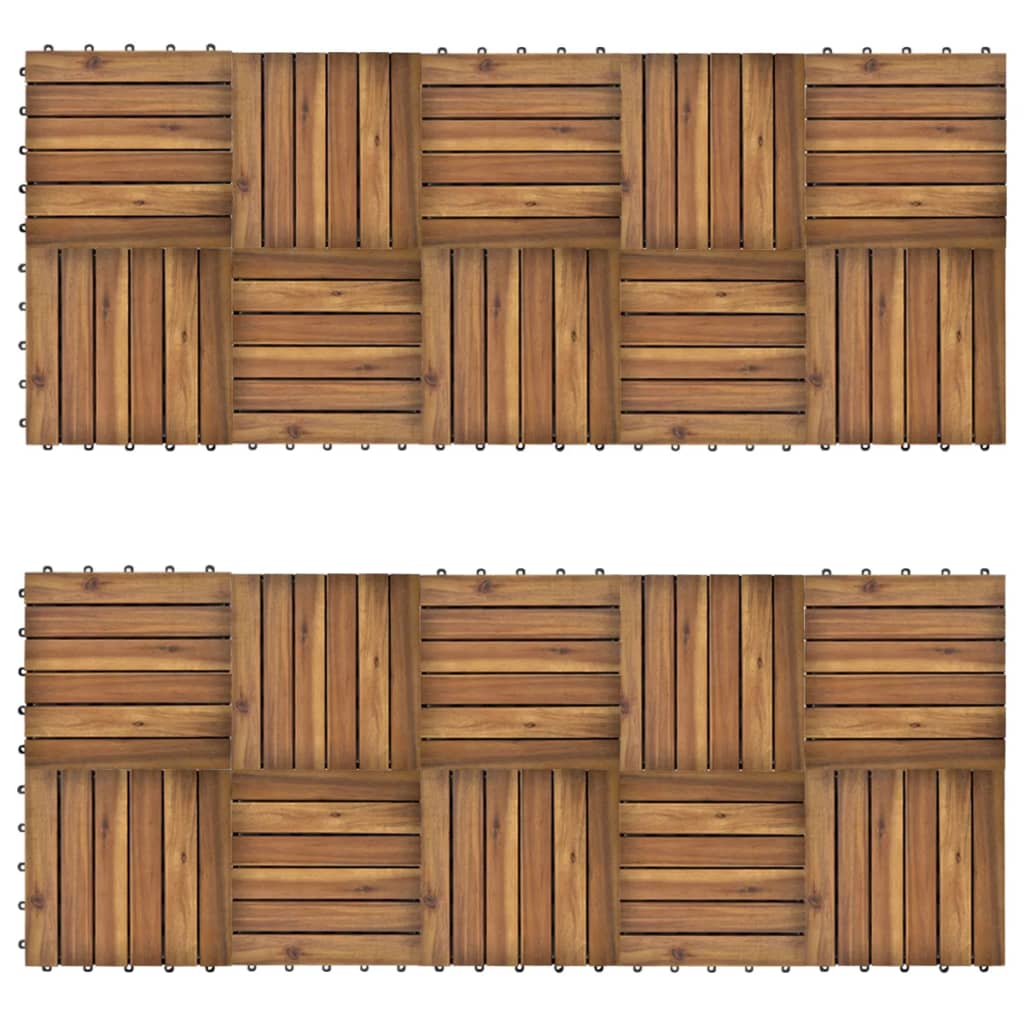 vidaXL Decking Tiles Vertical Pattern 11.8"x11.8" Acacia Set of 20