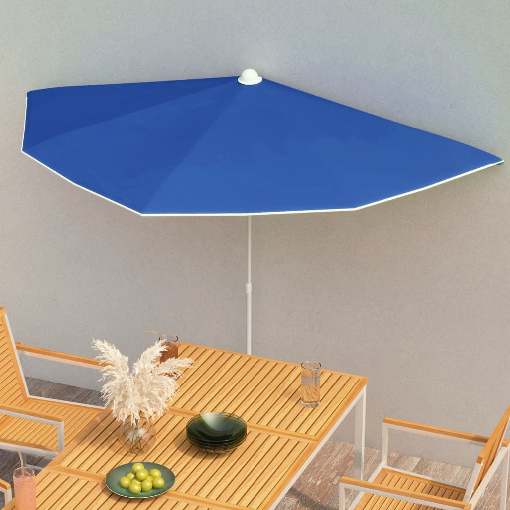 vidaXL Garden Half Parasol with Pole Outdoor Umbrella Sunshade Multi Colors
