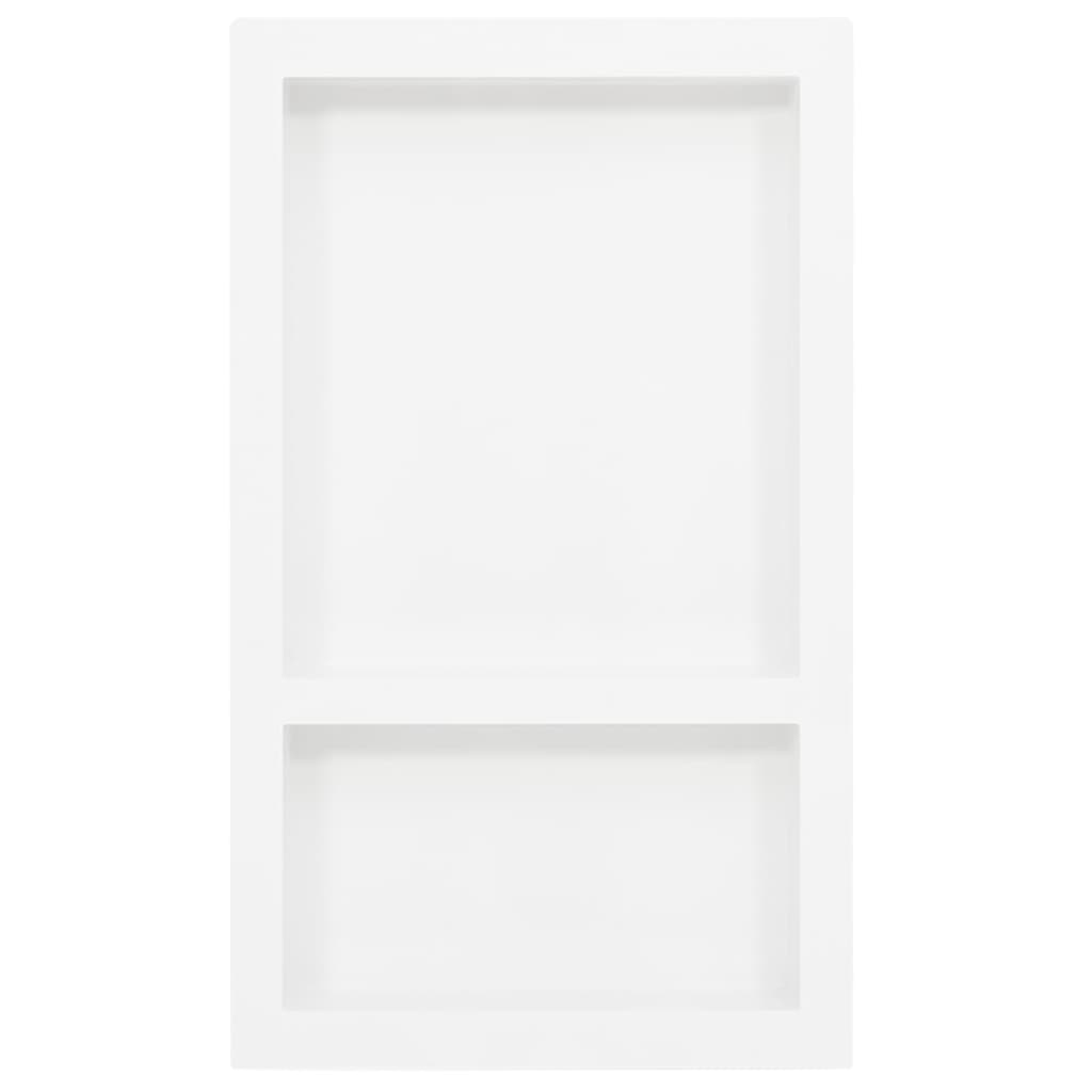 vidaXL Shower Niche with 2 Compartments High Gloss White 16.1"x27.2"x3.5"