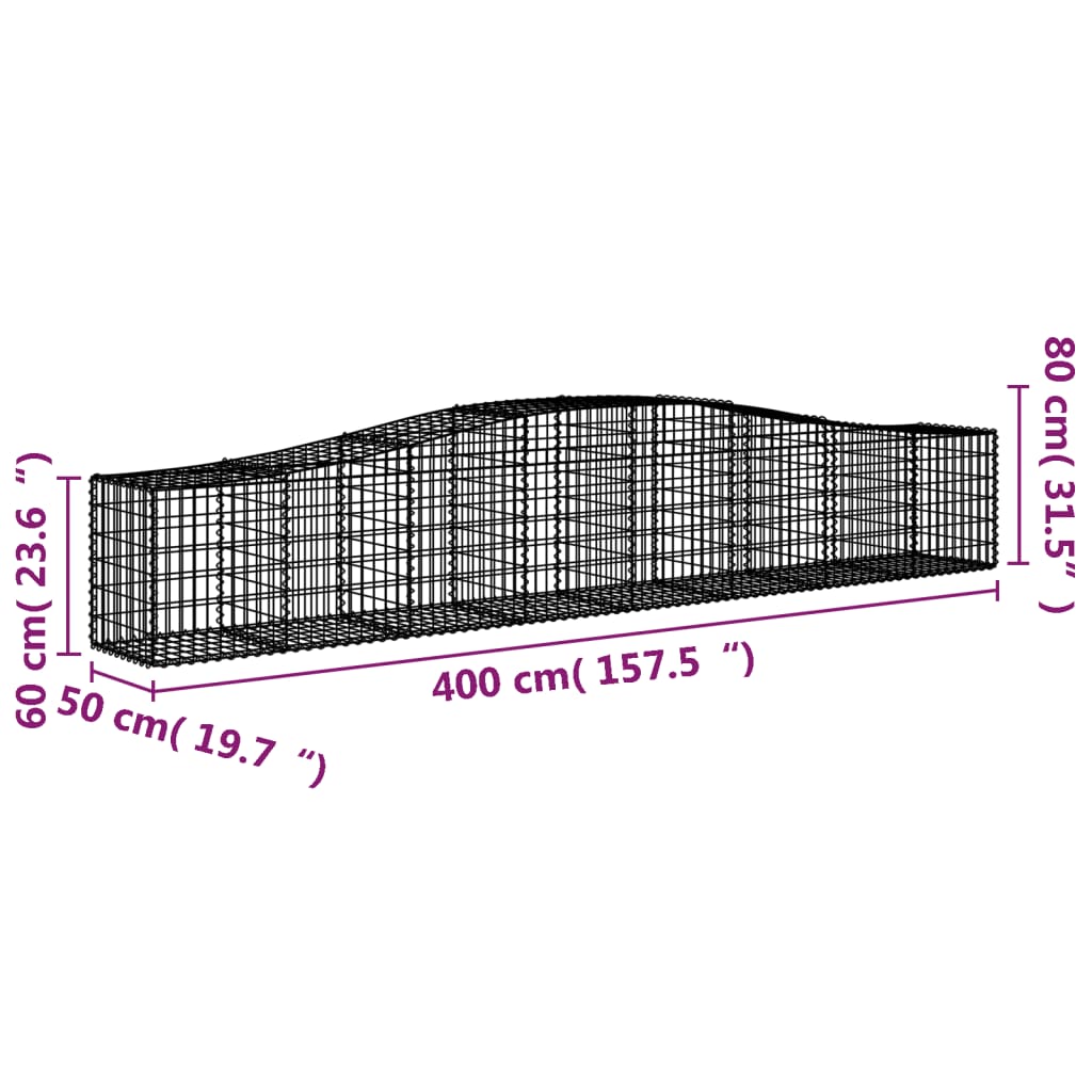 vidaXL Gabion Basket Arched Gabion Basket Planter for Flower Galvanized Iron