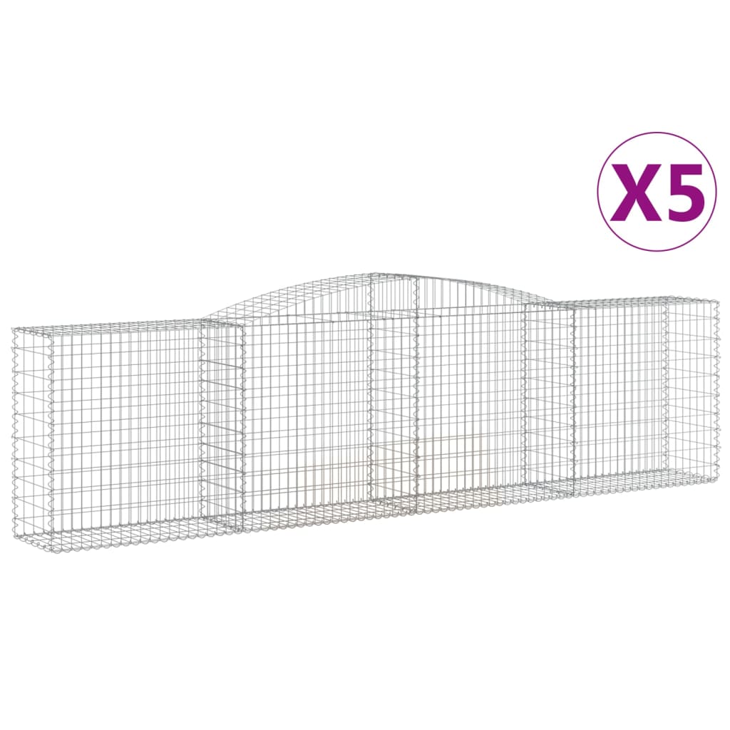 vidaXL Arched Gabion Baskets 5 pcs 157.5"x19.7"x39.4"/47.2" Galvanized Iron