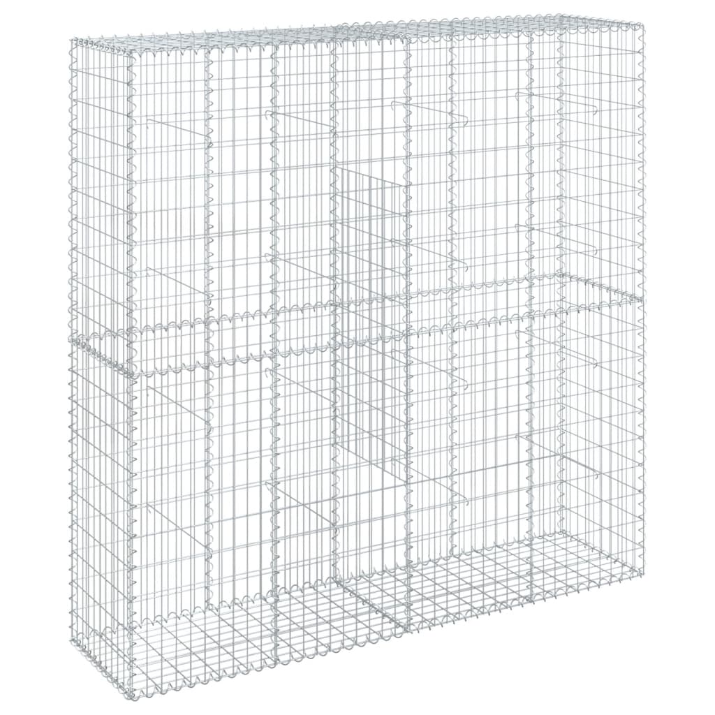 vidaXL Gabion Basket with Cover 39.4"x19.7"x39.4" Galvanized Iron