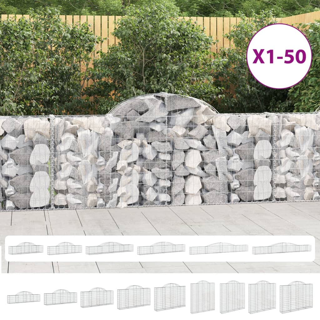 vidaXL Arched Gabion Baskets 5 pcs 118.1"x19.7"x23.6"/31.5" Galvanized Iron